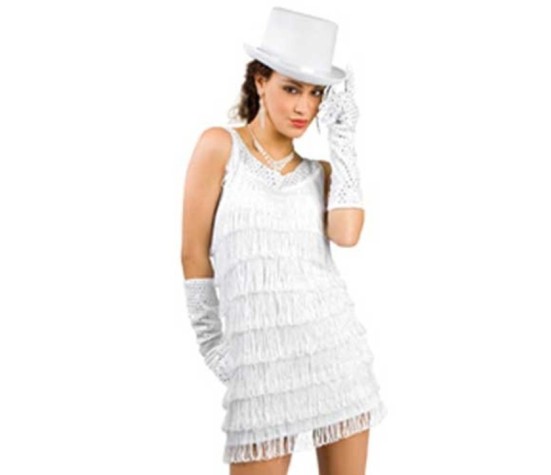 Costume Charleston Frange Bianco