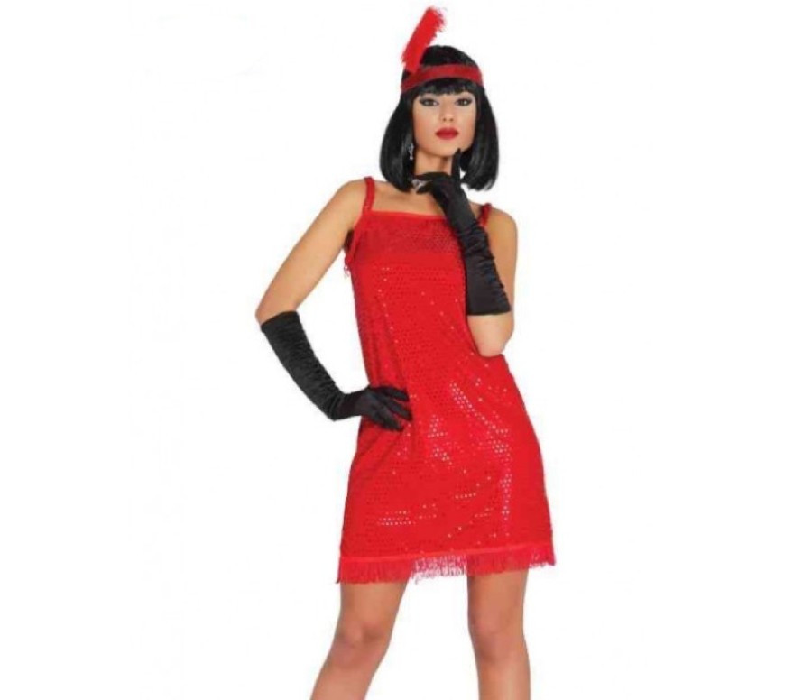 Costume Charleston Paillettes Rosso