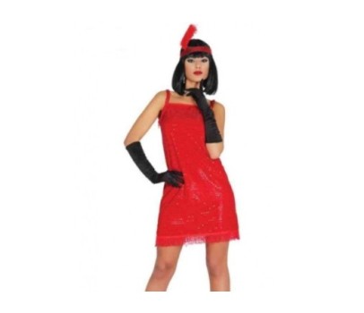 Costume Charleston Paillettes Rosso